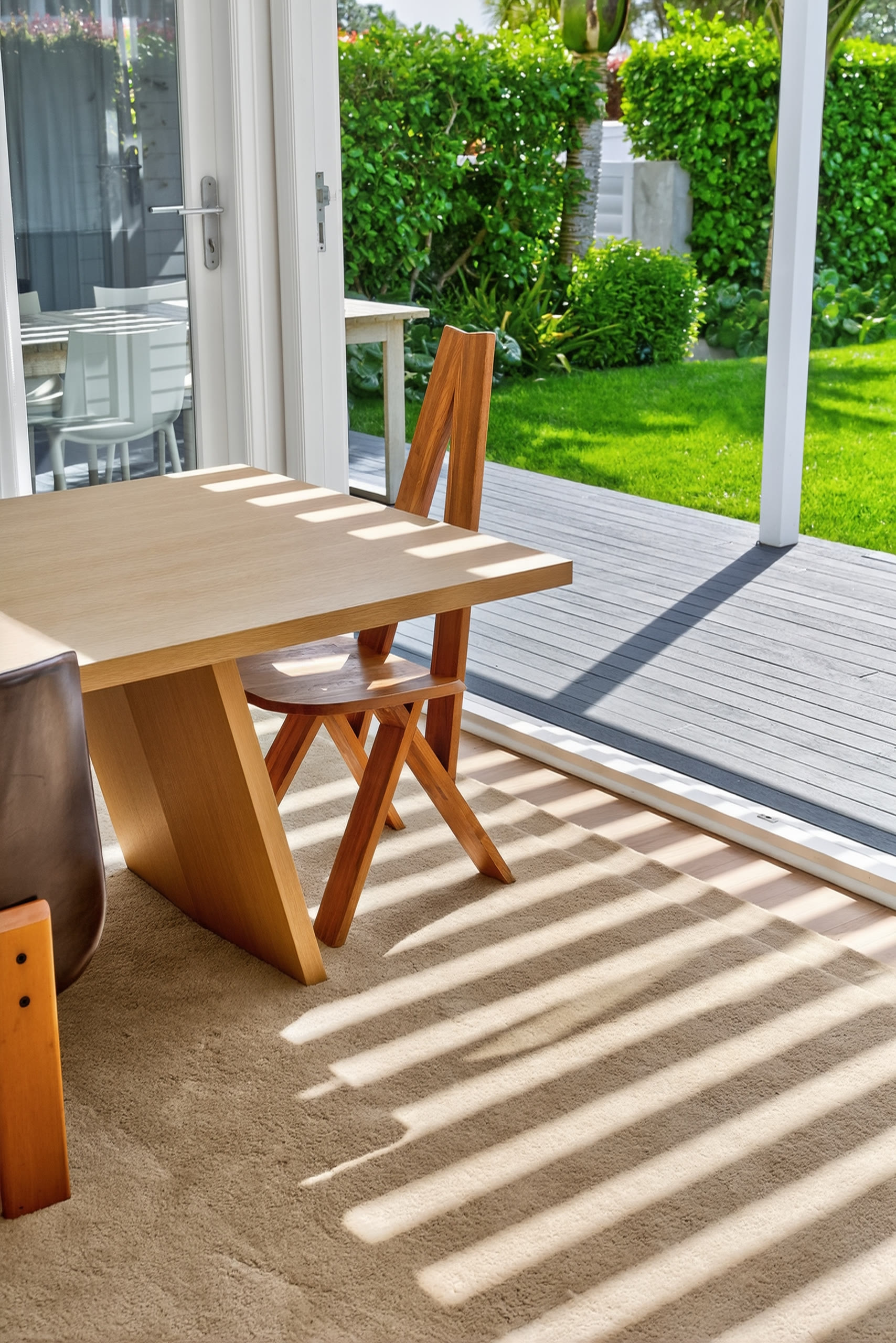 Detailed dining setting showing the finishing layers involved in a staging scheme